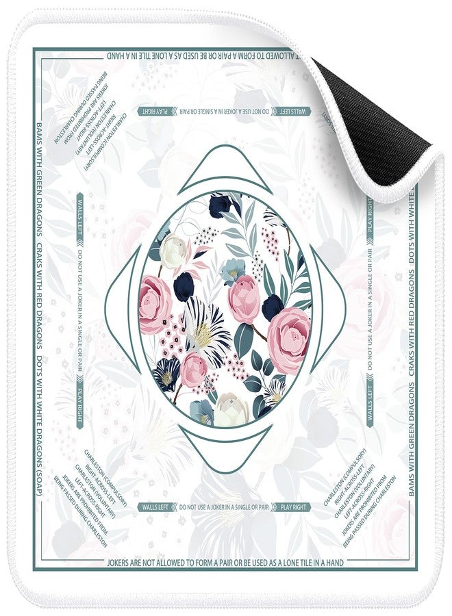 Deyimmei Mahjong Mat for Table - Non-Slip Mahjong Table Cover with Storage Pockets, Perfect Mahjong Accessories & Gifts for Women, Men, and Mahjong Enthusiasts (Floral Elegance) - Image 1